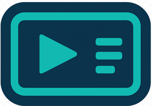 AI video tools icon — play button inside rounded screen with timeline bars
